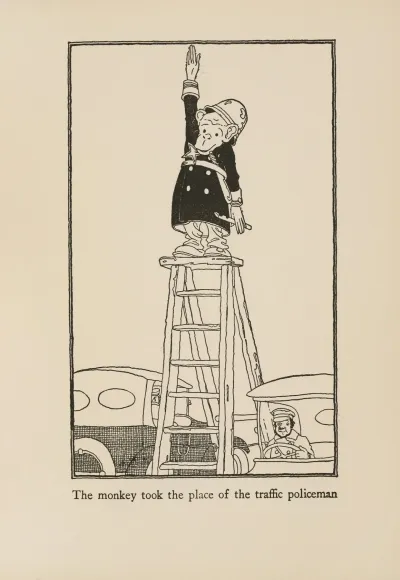 The Monkey Took The Place Of The Traffic Policeman