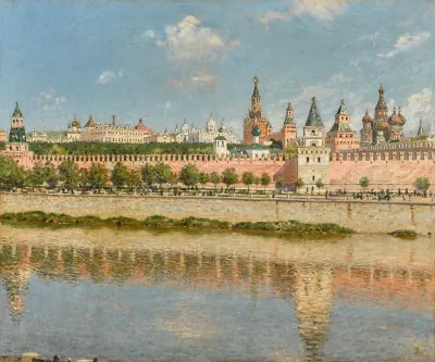 The Moscow Cathedrals And River Moskva In The Spring