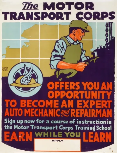 The Motor Transport Corps Offers You An Opportunity To Become An Expert Auto Mechanic And Repairman