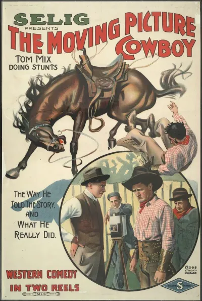 The Moving Picture Cowboy Tom Mix Doing Stunts
