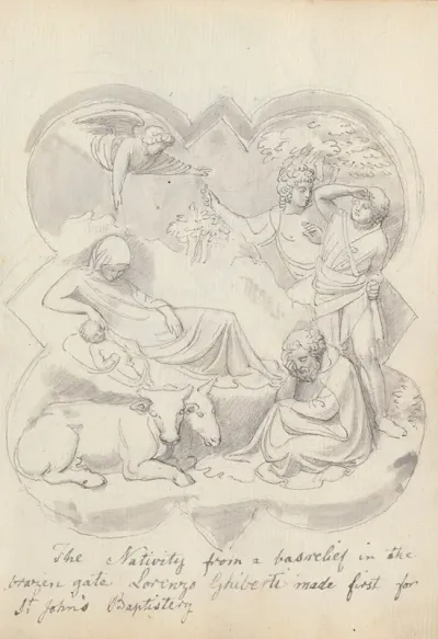 The Nativity From Lorenzo Ghibertis Baptistery Doors Florence