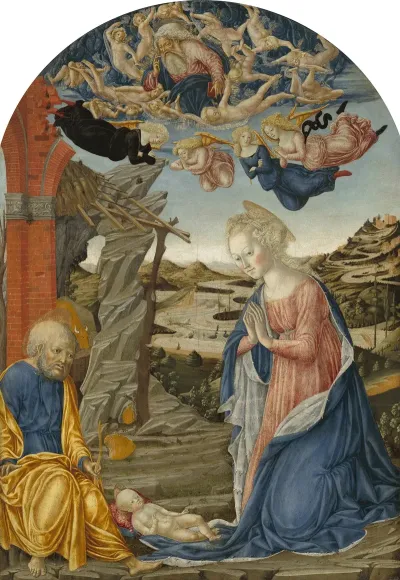 The Nativity With God The Father Surrounded By Angels And Cherubim