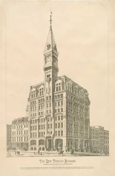 The New Tribune Building Printing House Square Nassau Chatham Spruce And Frankfort Streets