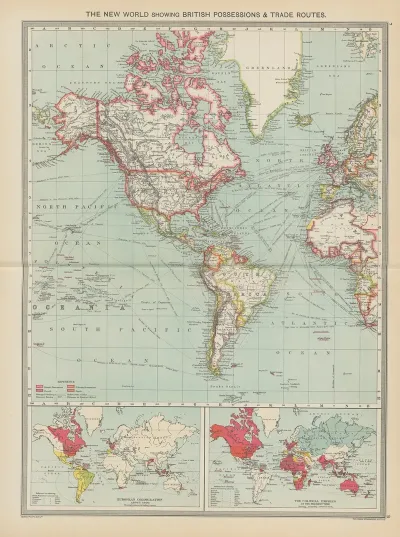 The New World Showing British Possessions And Trade Routes