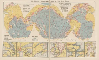 The Oceans Cotidal Lines Range Of Tides Ocean Depths