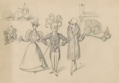 The Octopus Strolls Along With Two Young Ladies On His Arm