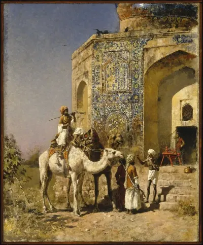 The Old Blue Tiled Mosque Outside Of Delhi India