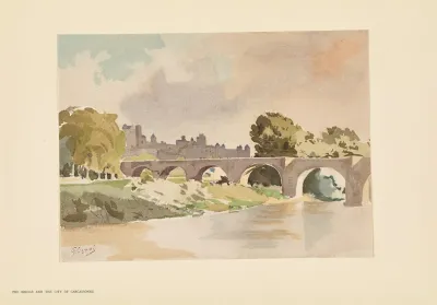 The Old Bridge At Carcassonne And The Walls Of The City
