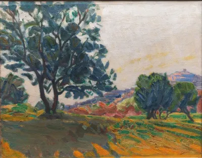 The Olive Grove With Cagnes In The Background Against The Light