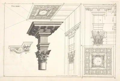 The Optick Projection Of A Corinthian Cornice With The Capital And Part Of The Column