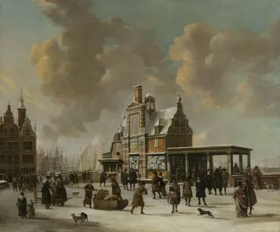 The Paalhuis And The Nieuwe Brug Amsterdam In The Winter