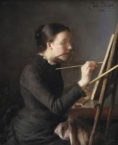 The Painter Agnes Paulsen The Artists Sister At Her Easel