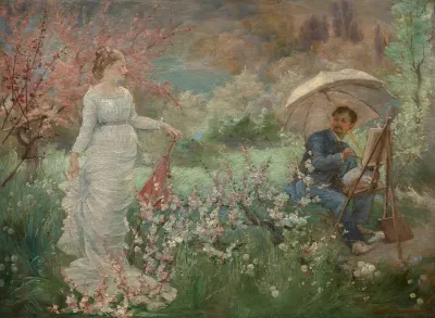 The Painter And His Model In A Garden