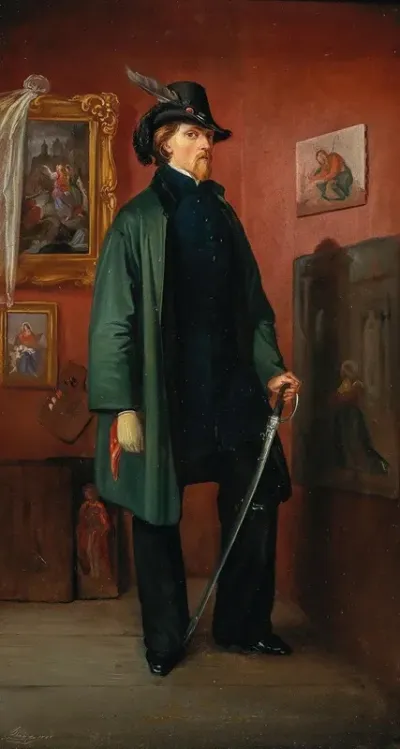 The Painter As A Revolutionary With Glove And Sword Set In An Interior