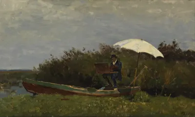 The Painter Gabriel Working In A Boat