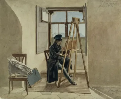 The Painter Johann Adam Klein At The Easel In His Studio In The Palais Chotek In Vienna