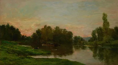 The Painters Barge At The Ile De Vaux On The Oise River