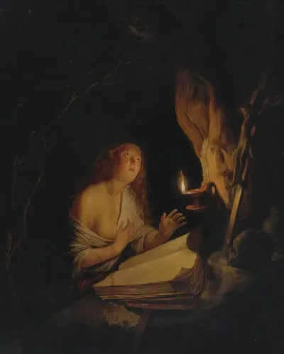 The Penitent Magdalene By Candlelight