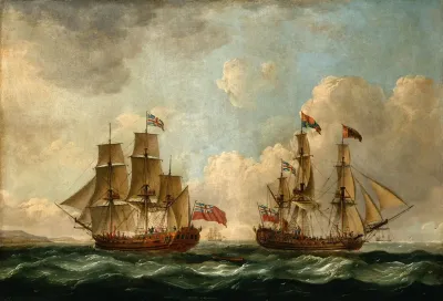 The Peregrine Later Renamed The Royal Caroline In Two Positions Off The Coast