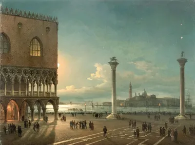 The Piazzetta Di San Marco In Moonlight Venice