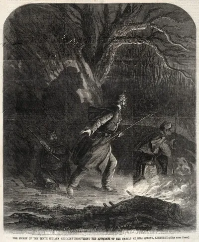 The Picket Of The Tenth Indiana Regiment Discovering The Approach Of The Rebels At Mill Spring Kentucky