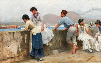 The Pier Of Naples With Vesuvius In The Background
