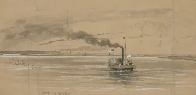 The Place Of Exchange In The Savannah River Looking Toward The City The Rebel Boat Beauregard Coming Down To Meet The Flag Of Truce