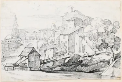 The Ponte Santangelo And Houses On The East Bank Of The Tiber