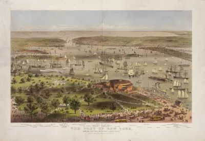 The Port Of New York Birds Eye View From The Battery Looking South