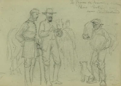 The Prince De Joinville Sketching Paris Looking On Near Cumberland