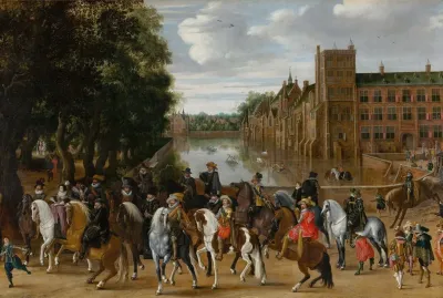 The Princes Of Orange And Their Families On Horseback Riding Out From The Buitenhof The Hague