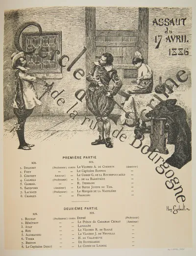 The Program Of The Fencing Club Cercle Descrime De La Rue De Bourgogne From April 17 1886