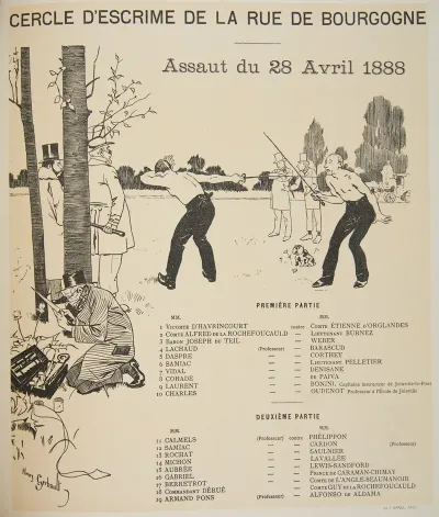 The Program Of The Fencing Club Cercle Descrime De La Rue De Bourgogne From April 28 1888