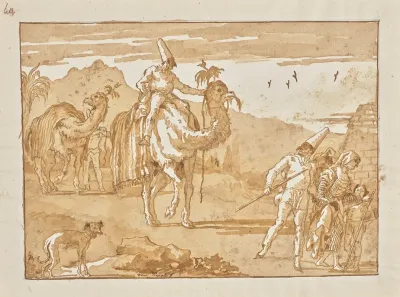 The Punchinello Riding A Camel At The Head Of A Caravan