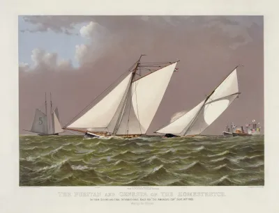 The Puritan And Genesta On The Homestretch In Their Second And Final International Race For The Americas Cup Sept 16th 1885