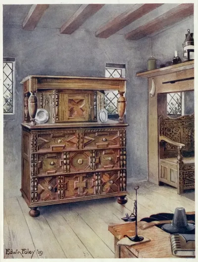 The Putnam Cupboard Of English Oak And Cedar Carved Settle Of American Oak