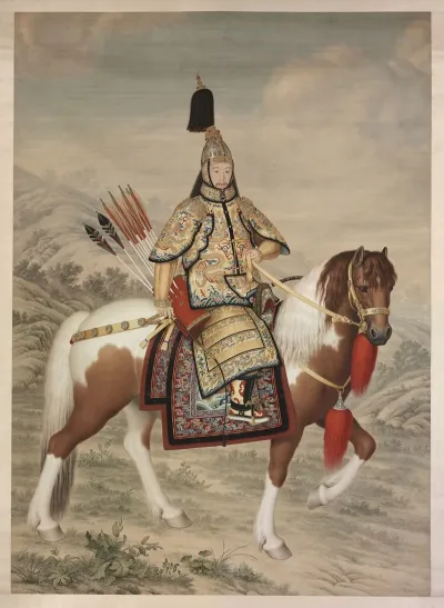 The Qianlong Emperor In Ceremonial Armor On Horseback