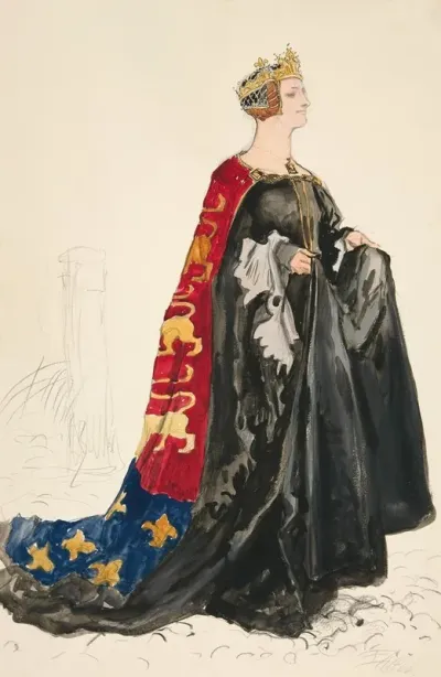 The Queen In Black Costume Sketch For Henry Irvings 1898 Planned Production Of Richard Ii