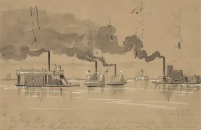The Rebel Fleet Of Flag Of Truce Boats In The Savannah River Going Down To The Leary Hermann Livingstone To Take Off Rebel Prisoners