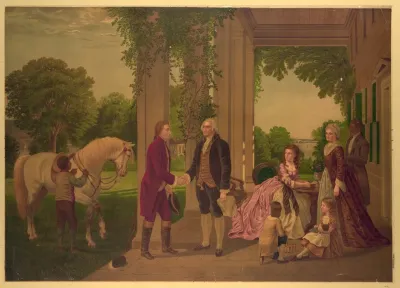 The Reception Of Lafayette At Mount Vernon Home Of Washington