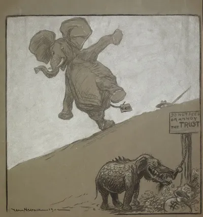 The Republican Party Elephant Reacts In Fear To A Part Reptile Part Elephant Creature