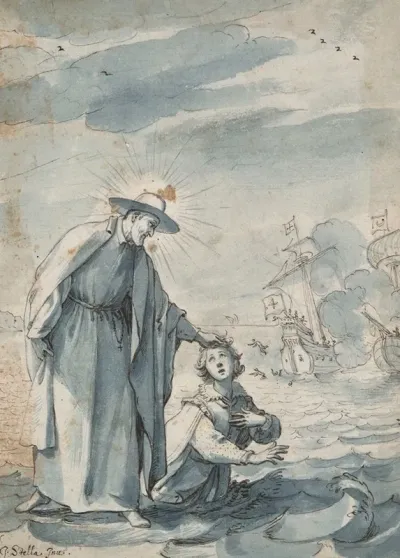 The Rescue Of The Sailor Andrea Preparatory Study For An Egraving By Christian Sas
