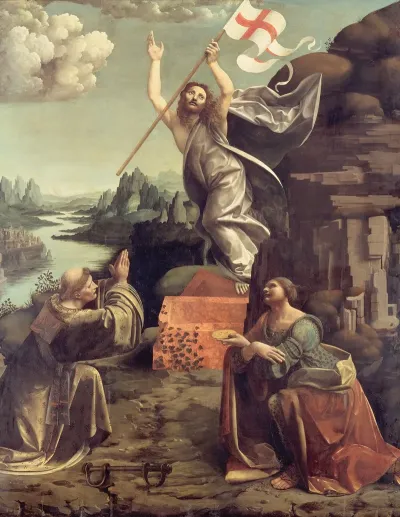 The Resurrection Of Christ With The Saint Leonard Of Noblac And Lucia