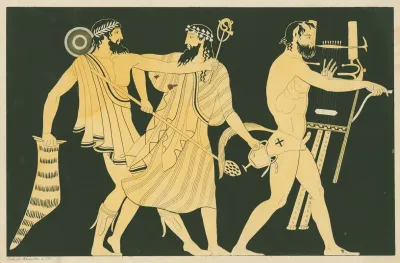 The Return Of Hephaestus To Olympus With Dionysus And Satyr