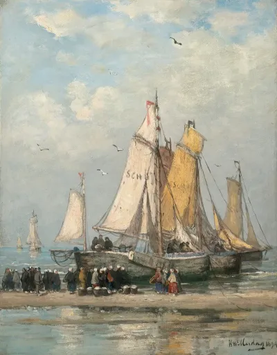 The Return Of The Fishing Fleet On Scheveningen Beach