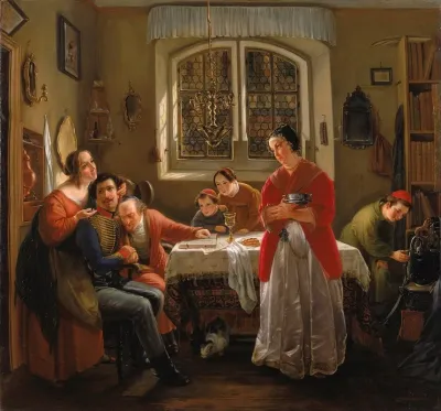 The Return Of The Volunteer From The Wars Of Liberation To His Family Still Living In Accordance With Old Customs