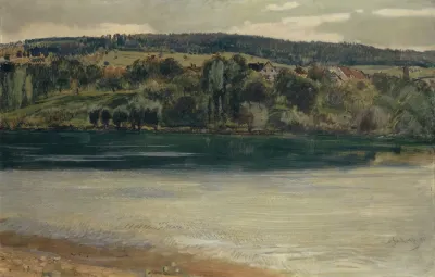 The Rhine Near Stein Rhineshore At Dusk