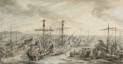 The Roman Fleet Victorious Over The Carthaginians At The Battle Of Cape Ecnomus