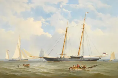 The Royal Yacht Squadron Schooner Viking At Anchor Off Cowes