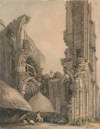 The Ruins Of Malmesbury Abbey Somerset From The West Front Ill For The Antiquities Of Great Britan 1807